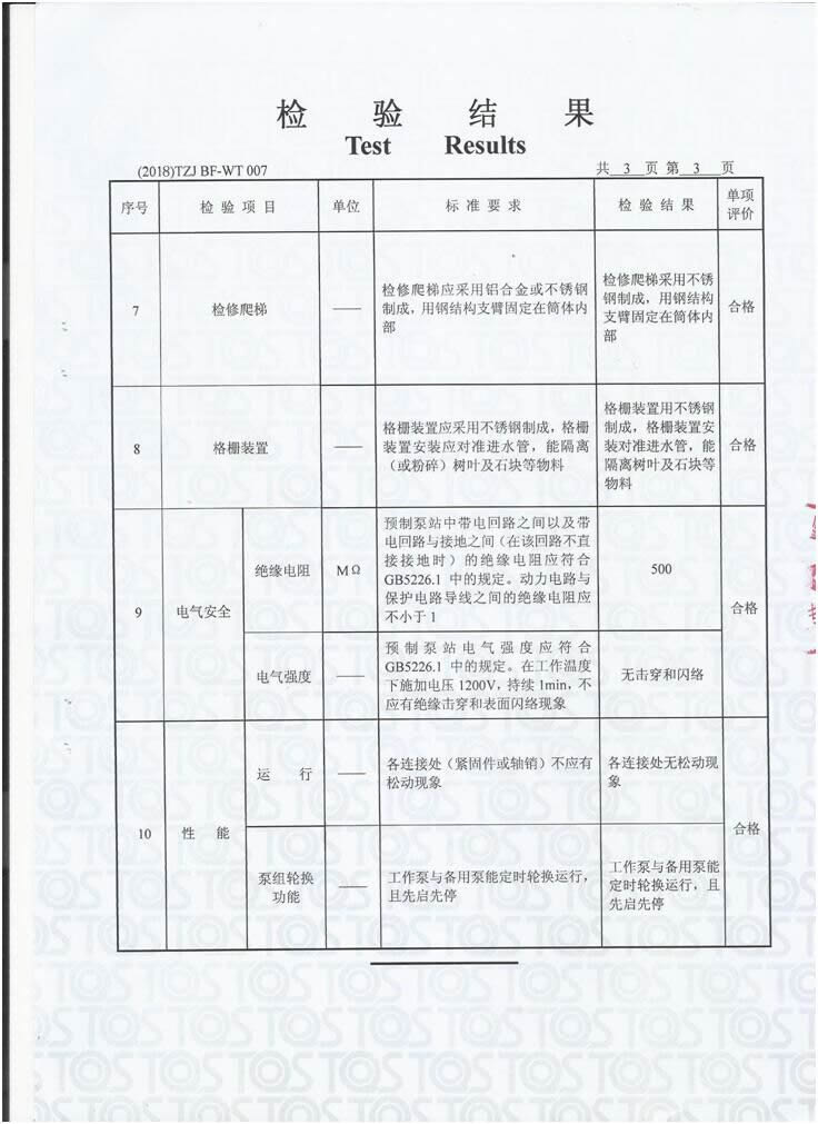 一體化泵站檢測報告